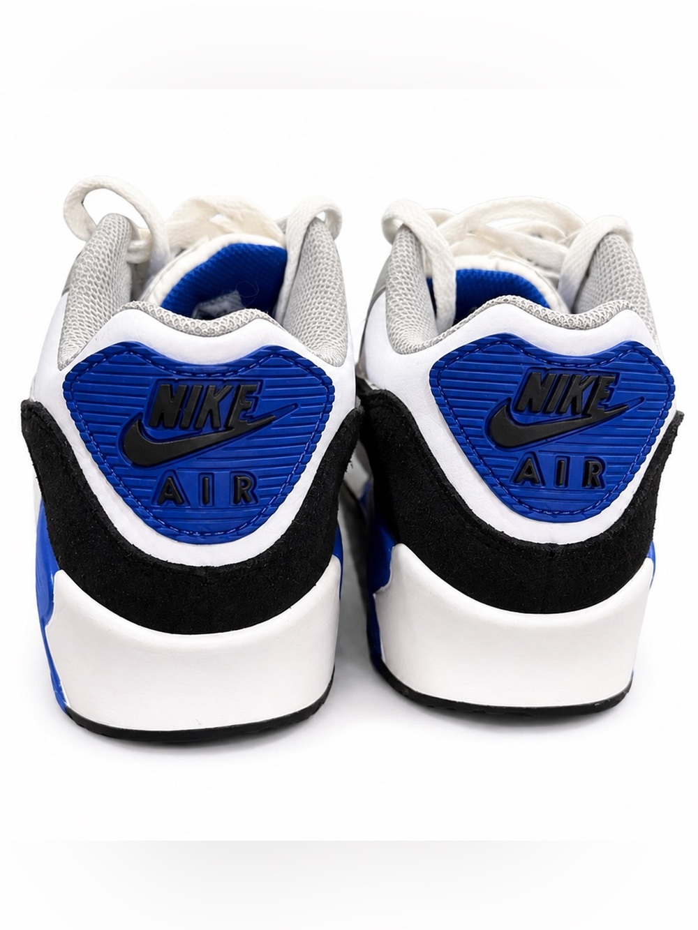 Nike Air Max 90 White Grey Black Royal Blue Sneakers Youth Size 5Y - Picture 4 of 5